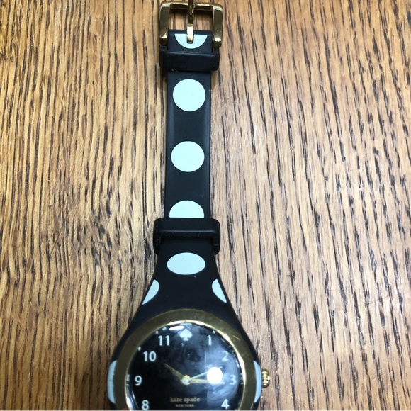 Kate Spade New York Live Colourfully -Black and white rubber band poka dot watch - Picture 3 of 9